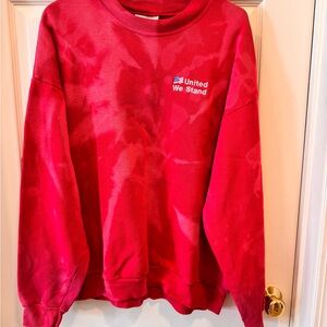 USA United we Stand Bleach dye Red Sweatshirt